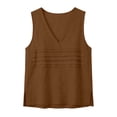 thumbnail image 6 of FDGIU Women's V Neck Wide Strap Tank Top, Solid Cotton Linen Woven Front Pin Tuck Loose Curved Hem Sleeveless Casual Camisole, 6 of 7