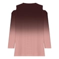 thumbnail image 5 of Ashirexll Fall Tops for Women Plus Size Fashion Casual Gradient Long Sleeve Pullover Top with Missing Shoulder Rose Gold 3XL, 5 of 5