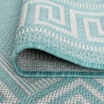 Transitional Area Rug (7'10'' Round) Greek Key Aqua, Cream Indoor