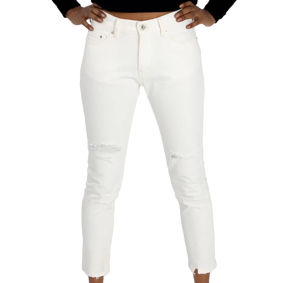 Filles A Papa Tomboy Jeans in Off White/Red, Size Small