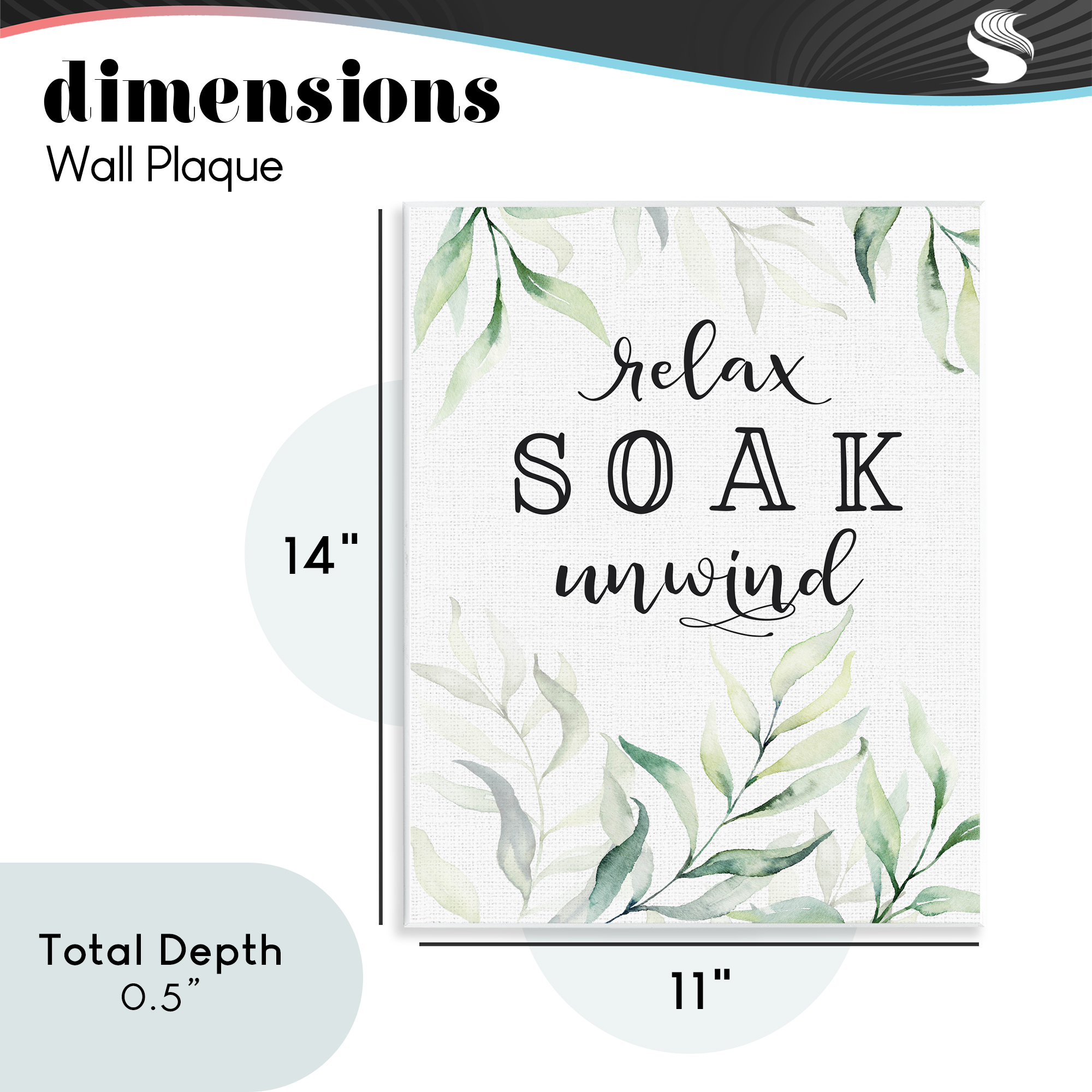Soak & Unwind with Leaves Wall Plaque Art, design by Lettered and Lined