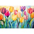 thumbnail image 1 of (HQ142) Resina Diamante Serie Flores Campo Tulipán Cristal Diamante 60*40cm, 1 of 9