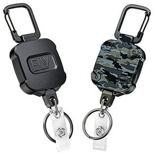 ELV Heavy Duty Retractable Keychain with Magnetic Closure and Carabiner,  Retractable ID Badge Holder Clip, Retractable Badge Reel with 31” Dyneema