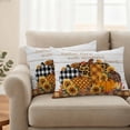 thumbnail image 2 of Orange Pumpkins Fall Outdoor Waterproof Pillow Covers, Thanksgiving Sunflowers Rustic Wood Decorative Rectangle Throw Pillowcase Sofa Cushion Sham for Patio/Couch/Chair, 20"x12" 2 Pack, 2 of 8