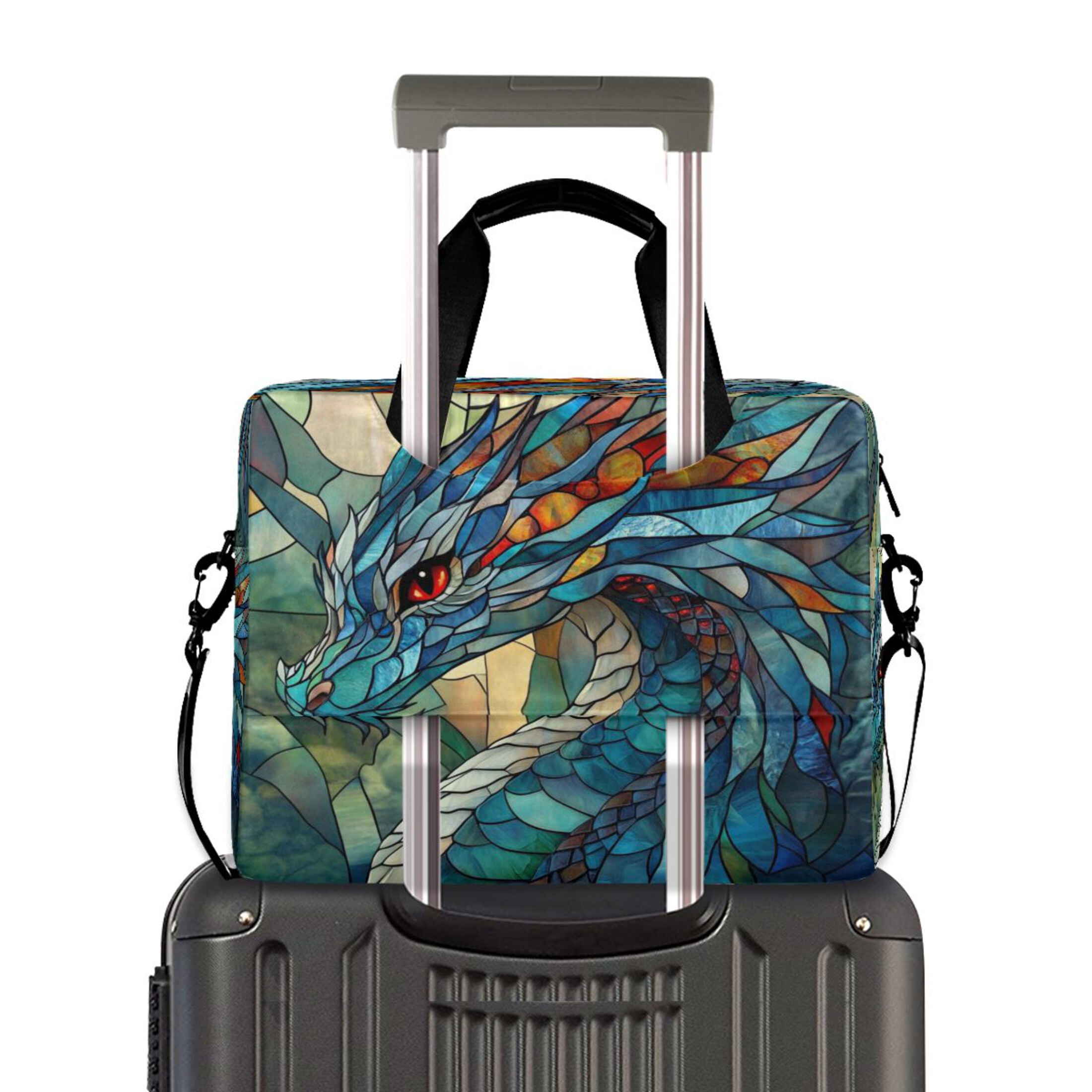 16" Laptop Tote Bag Laptop Sleeve Case Computer Briefcase for Work & Travel Stained Glass Dragon