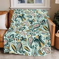thumbnail image 4 of Abstract Vintage Paisley Throw Blankets, Boho Floral Texture Soft Fleece Blanket Decorative for Home Sofa Couch Chair Living Bedroom, 30x40 Inches, Light Green, 4 of 9