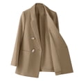 thumbnail image 2 of Yigetop Spring Blazer Women 2025 Women's Casual Solid Color Suit Jacket Lapel Keep Warm and Slim Loose Long Sleeve Fashion Cardigan Coat Blazer Dress for Women Khaki XL, 2 of 7