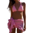 thumbnail image 5 of Fortune Women Mesh Mini Ruffle Skirts Cover Up Candy Color Bathing Skirt Beachwear Wrap, 5 of 5
