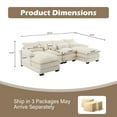 thumbnail image 3 of JONPONY 110.63" U Shaped Couch, 4 Seat Sectional with 4 Throw Pillows, Convertible Upholstery Symmetrical SofÃ¡,High Dense Memory Foam with Double Chaise Lounge &Memory Foam for Living Room, Beige, 3 of 16