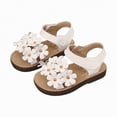 thumbnail image 3 of TOWED22 Toddler Girls Sandals Little Girl Summer Flat Sandal Baby Open Toe Outdoor Beach Holiday Dress Shoes Beige,11.5, 3 of 9