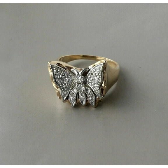 Dazzlingdaimonds Jewels 3.00 Ctw Round Cut White Diamond Wedding Anniversary Butterfly Ring 14K 2 Tone Gold Plated 925 Sterling Silver 925 Sterling Silver -4.5