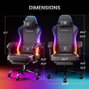 GTRACING RGB Ergonomic Gaming Chair with Massage, LED Lights, Footrest, Lumbar Support, Black