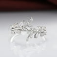 thumbnail image 6 of Adjustable S925 Sterling Silver Ring for Women,Branch Leaves Band Stacking Finger Ring,Paved Cubic Zirconia Stone Stackable Open Ring, 6 of 8