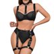thumbnail image 1 of Gibobby Conjunto de lencería Sexy Conjunto de lencería for Mujer Conjunto de lencería con Liguero y corpiño de Encaje Floral(Negro, XXG), 1 of 5
