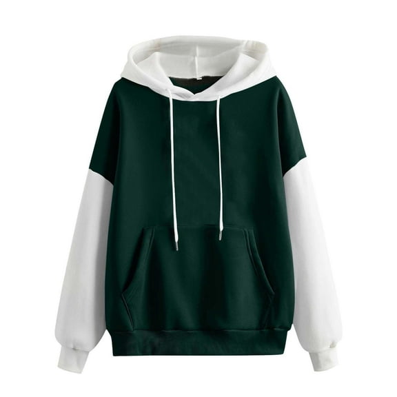 zhmrfg Women Cute Sweatshirt Kawaii Hoodie for Teen Girls Aesthetic Cottagecore Feminino Hoodies Colorblock Long Sleeve Drawstring Pullover with Pocket
