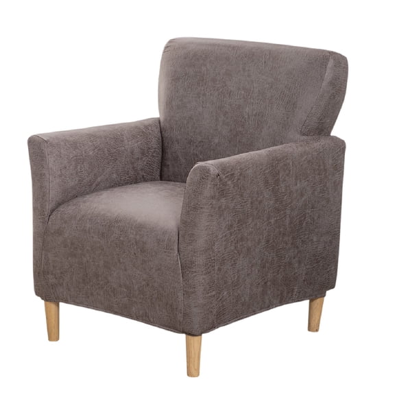 Eurhowing Stretch Armchair Slipcover, 1-Piece PU Leather Chair Cover with Arms, Waterproof Accent Chair Protector for Living Room, Taupe