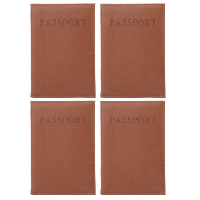 4Pcs Passport Card Holder Stylish Design Pure Color Soft Waterproof Passport Cover for Travel Business Outdoor Earthy Yellow