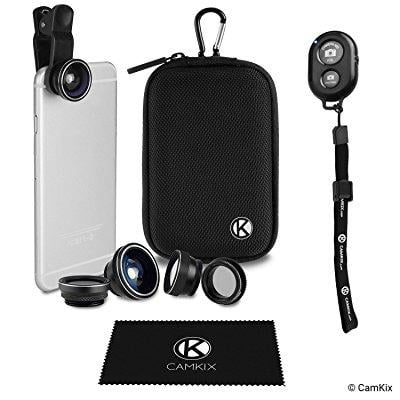 camkix wireless camera shutter remote control for smartphones and 5 in 1 universal lens kit create amazing photos and selfies (5in1 universal lens kit and shutter (Best Cell Phone Camera For Selfies)