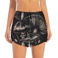 thumbnail image 2 of KLL Monochrome Mushroom Artwork Pattern Shorts Women,Athletic Shorts High Waisted Running Shorts Pocket Sporty Short Gym Elastic Workout Shorts-Small, 2 of 7