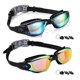 thumbnail image 1 of style 1 2 juegos de gafas de natación, gafas de natación galvanizadas antivaho, gafas de natación de silicona para adultos, gafas de natación para miopía, 1 of 5