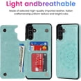 thumbnail image 3 of Case for Samsung Galaxy A14 5G, Premium PU Leather Flip Case [Two Magnetic Clasp] [Card Slots] Stand Function Embossed Mandala Flower Durable Soft TPU Back Wallet Cover - Flower Mint Green, 3 of 16