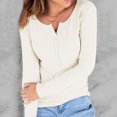 thumbnail image 5 of Tiqkatyck Women Summer Tops Clearance, Womens Crew Neck Shirts Long Sleeve Tshirts Button Down Knit Shirt Casual Plain Tops, Sweatshirt for Women, Trendy Tops for Women 2024 White M, 5 of 7