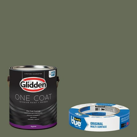 - Glidden One Coat, Interior Paint + Primer, All About Olive, Semi-gloss Finish, Quart with ScotchBlue Painters Tape Original Multi-Use, .94in x 60yd(24mm x 54,8m Bundle