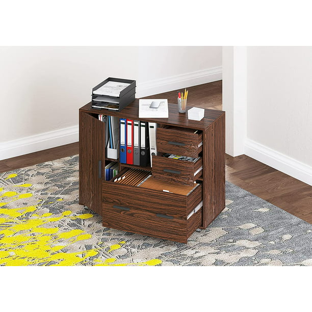 Spirich Large Mobile Lateral Filing, File Cabinet Printer Stand Office Organizer Credenza