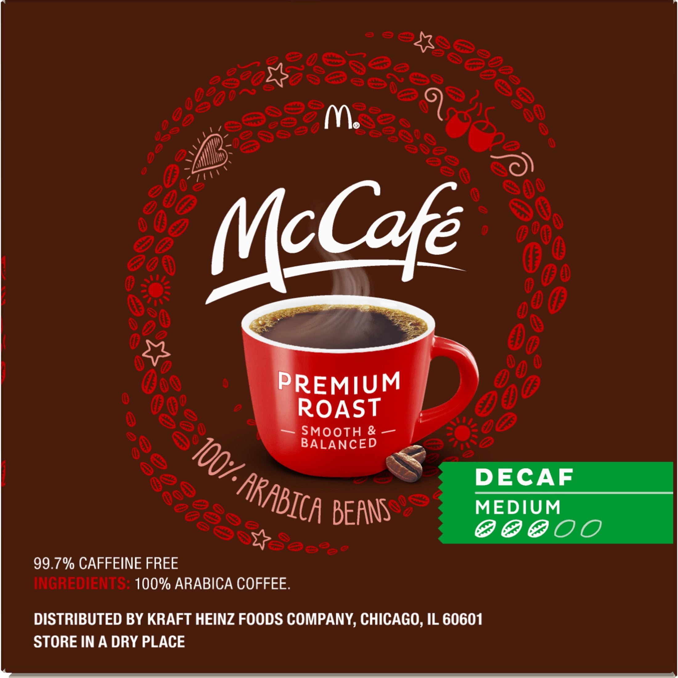 McCafe Premium Roast Decaf Coffee K-Cup Pods, Decaffeinated, 12 ct - 4.12 oz Box