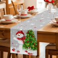 thumbnail image 5 of Grey Christmas Table Runner 48 Inches Long Farmhouse Dress Scarves, Snowman Xmas Tree Ball Snowflake Dining Tablerunner for Coffee Table/Kitchen Island/Party Décor, 13" x 48", 5 of 8