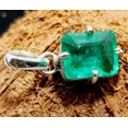 thumbnail image 2 of 925 Starling Silver 28.45 Ct Natural Green Pendant CERTIFIED Emerald Cut Stone, 2 of 6