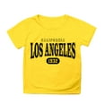 thumbnail image 3 of Girls Los Angeles Letter Print Tunic Tops Short Sleeve T Shirt Top Casual Soft Toddler Baby Girls Summer Clothes,Yellow,3-4 Years, 3 of 4