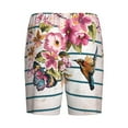 thumbnail image 5 of Naloa Bird and Floral Men's Short Pajama Pants, Lounge Comfort Shorts with Elasticized Waistband and Side Pockets - Small, 5 of 9