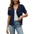 GORGLITTER Women's Crochet Cropped Sweater - Side Tie, Hollow Out, Dolman Sleeve Top