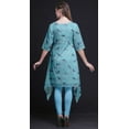 thumbnail image 5 of Bimba Blue Sparrow & American Goldfinch Bird Asymmetric Kurta Indian Tunic Tops for Women Printed Indian Clothing XSmall, 5 of 6