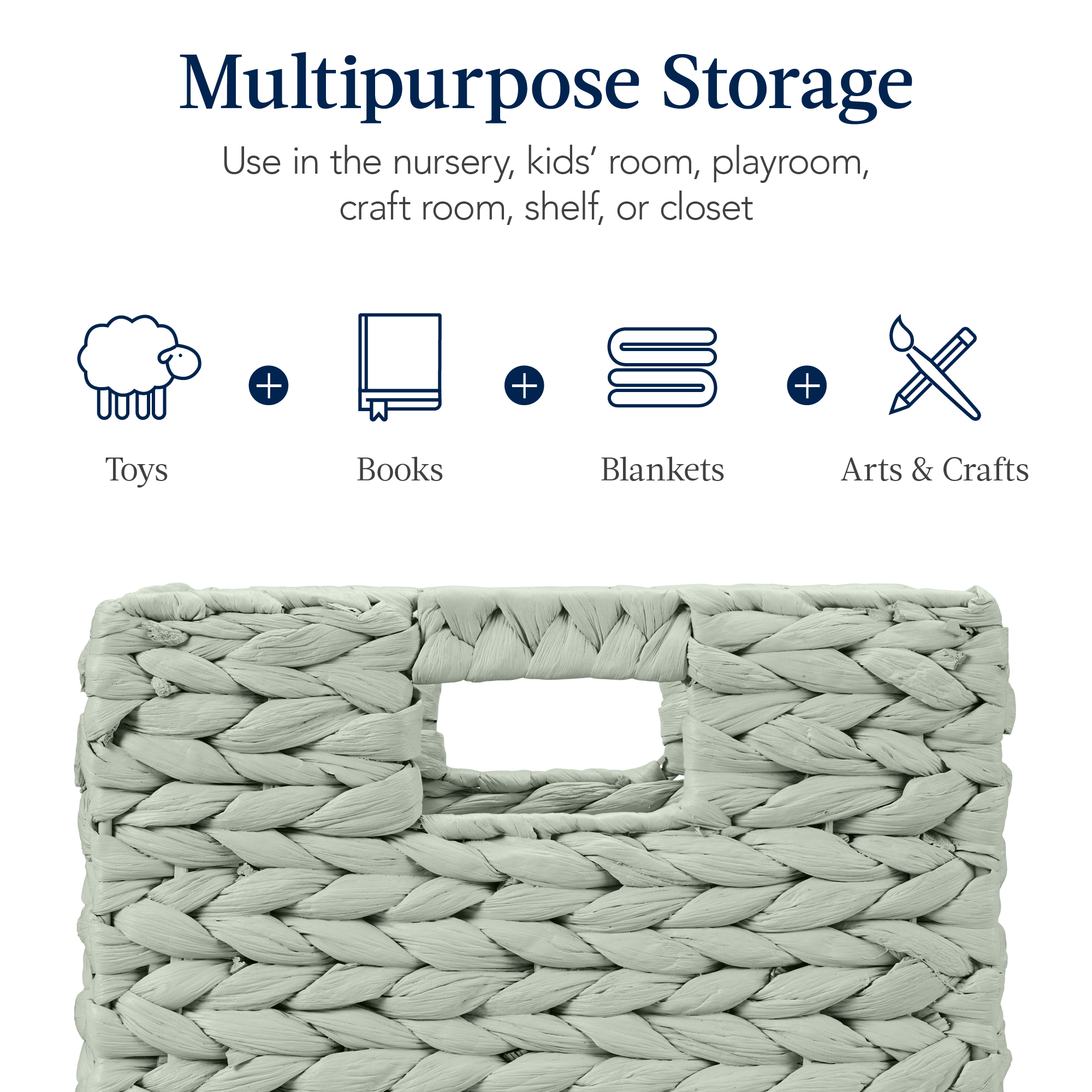 Best Choice Products 10.5x10.5in Hyacinth Storage Baskets, Set of 5 Multipurpose Collapsible Organizers - Sage