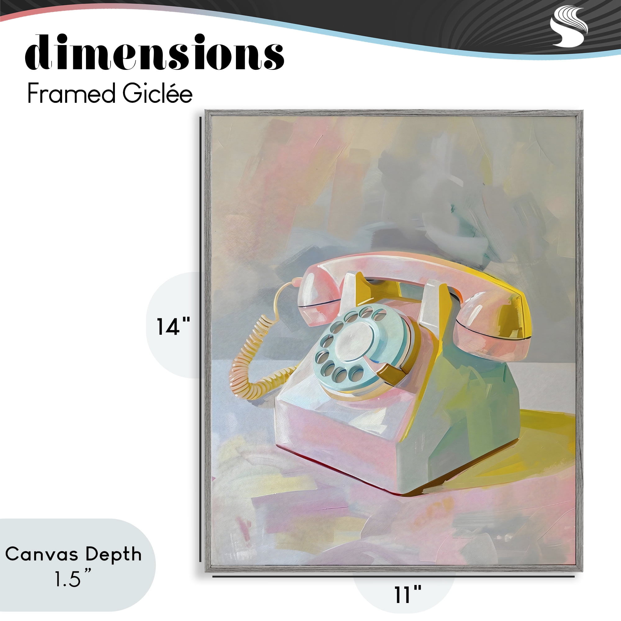 Stupell Industries Retro Telephone in Pastels Gray Framed Giclee Art, design by The Prints Vibe