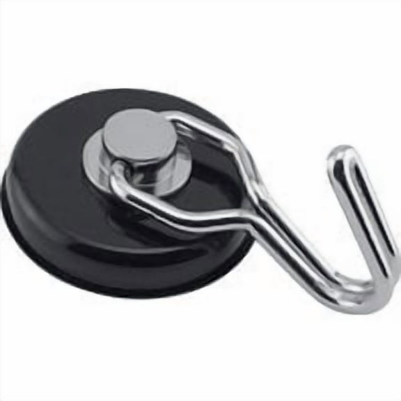 Master Magnetics Neodymium Rotating and Swinging Magnetic Hook -1.47' Diameter, 0.54' Thick, 65 Pound Pull,  Black and Silver, 07580