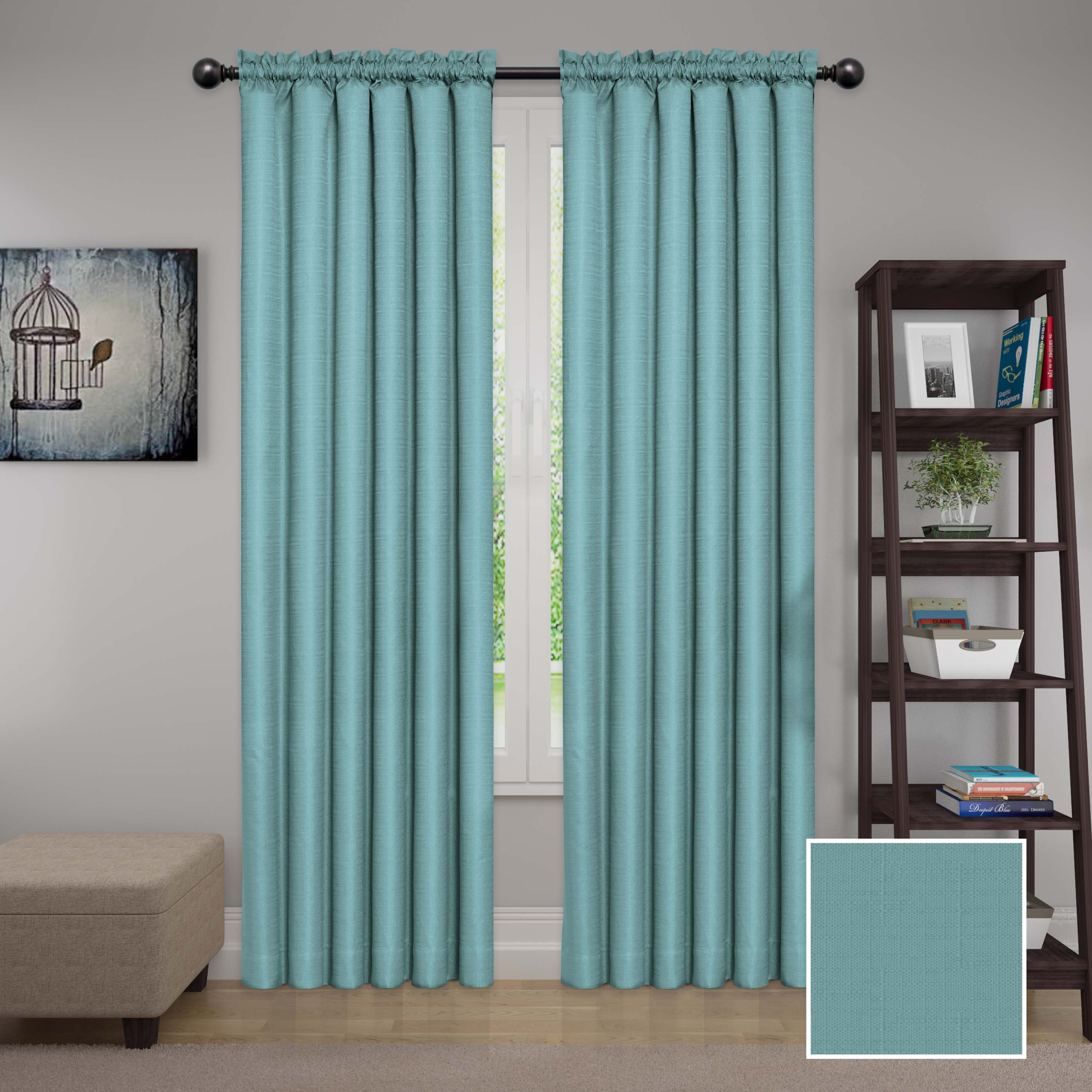 Eclipse Samara Solid Color Blackout Rod Pocket Single Curtain Panel Sea Glass 42 X 84 Walmart Com