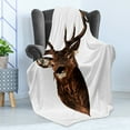 thumbnail image 4 of Deer Hunting Soft Flannel Fleece Throw Blanket, Stuffed Animal Head Rustic Graphic Pattern, Cozy Plush for Indoor and Outdoor Use, 70" x 90", White Dark Brown, by Ambesonne, 4 of 5