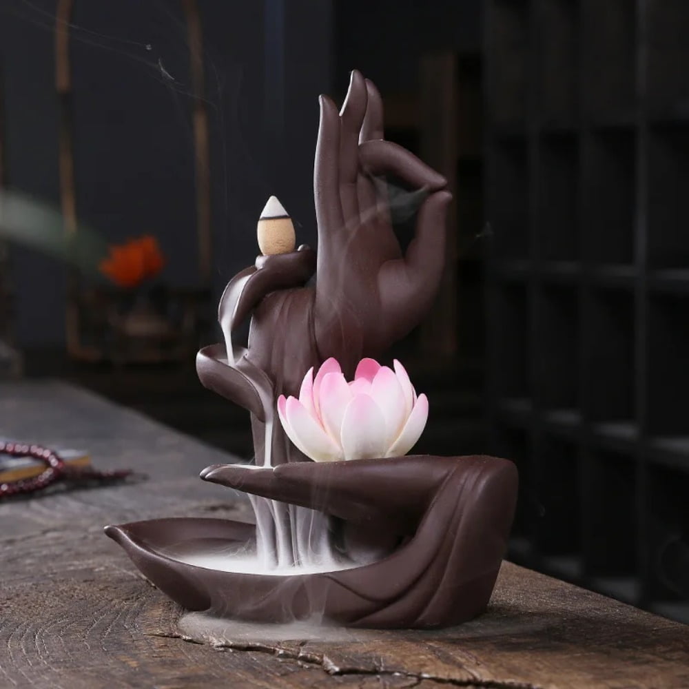 1pc Lotus Ceramic Waterfall Incense Holder, Aromatherapy Home & Office Decor (Without Incense)