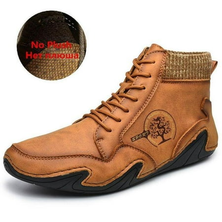 

Leather Men Boots Winter with Fur Super Warm Snow Boots Men Winter Casual Shoes Sneakers High Top Western Ankle Boots Waterproof