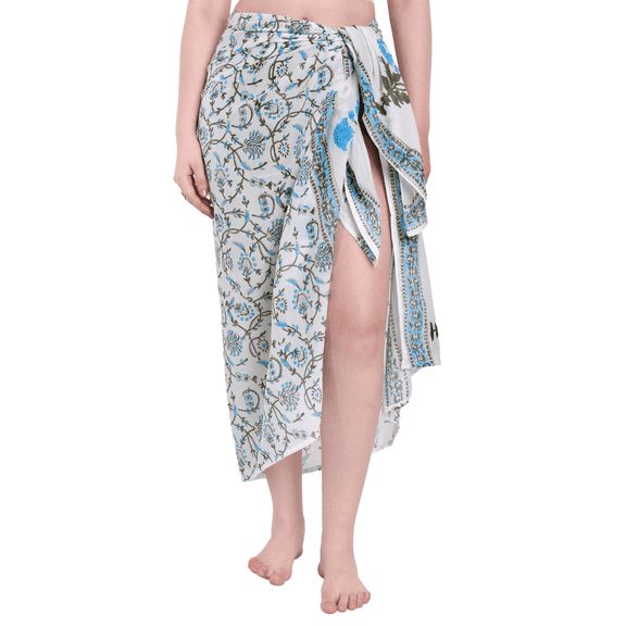 Vivanta Cotton Sarong Pareo Beach Sarong Printed Beach Sarongs for Women Block Print Sarong Wraps for Women Floral Colorful Boho Long Pool Wrap Swimsuit Bikini Cover Up