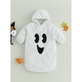 thumbnail image 4 of Infant Baby Girl Boy Halloween Costumes Ghost Long Sleeve Hoodie Jumpsuit Pumpkin Face Hooded Romper Bodysuit Fall Winter Outfits, 4 of 8