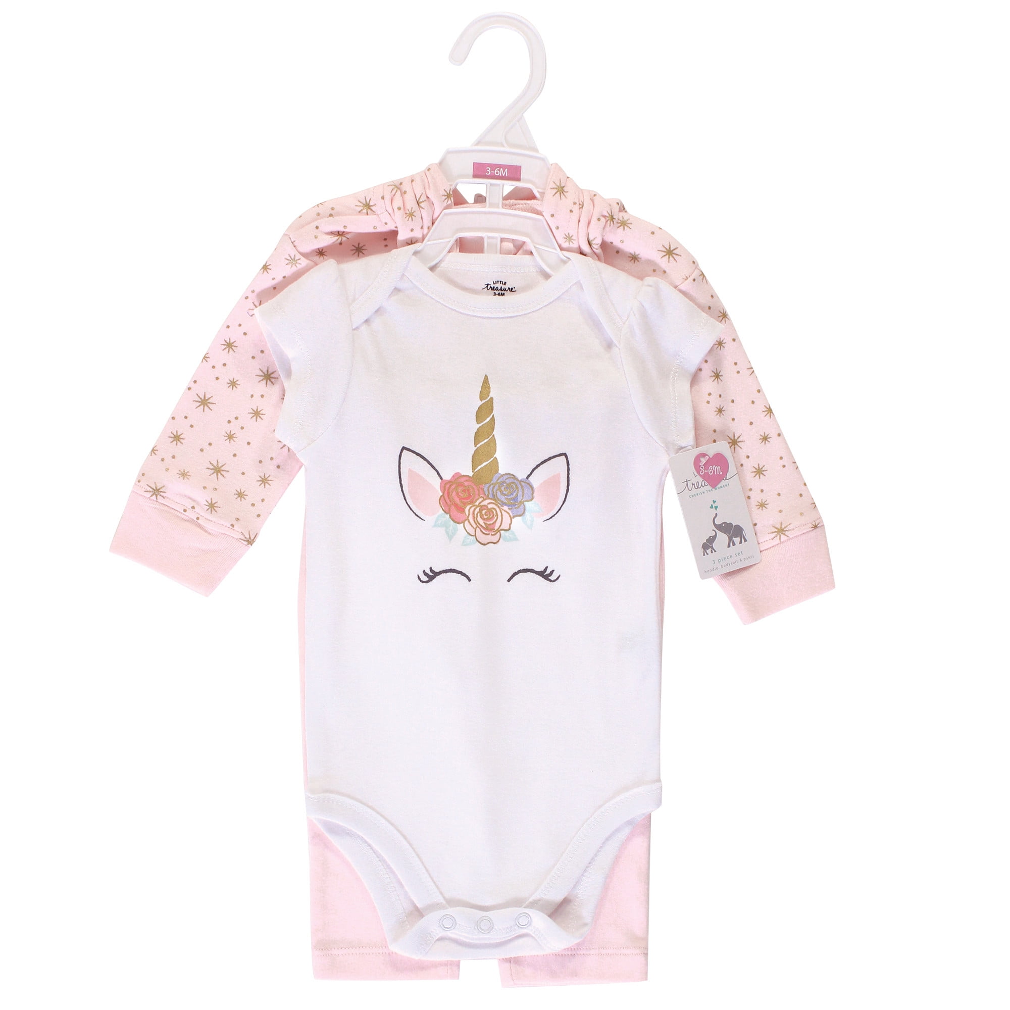 Little Treasure Unisex Baby Hoodie Bodysuit or Tee Top Leopard and Pant Set
