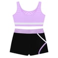 thumbnail image 4 of Lejafay Kids Girls Athletic Tracksuit 2 Piece Outfits Dance Tank Tops Sport Bra and Yoga Shorts Light Purple 12, 4 of 7