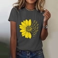 thumbnail image 2 of Women's T Shirts Short Sleeve Sunflower Butterfly Printed Shirt Round Neck Fashion Top Lightweight Soft Outfit Clothes Summer Casual T-shirt Tops, 2 of 5