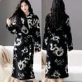 thumbnail image 2 of Coral Fleece Bathrobe Women Man Winter Warm Casual Flannel Robe Sleepwear Plush Shawl Bath Robe Lounge Nightgown Loungewear (014,Women Size  40-70kg), 2 of 6