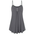 thumbnail image 2 of Women's Summer Button V Neck Pleated Spaghetti Strap Camisole Tank Tops, 2 of 4