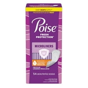 Poise Daily Microliners, Incontinence Panty Liners, 1 Drop, Lightest Absorbency, Regular, 54Ct